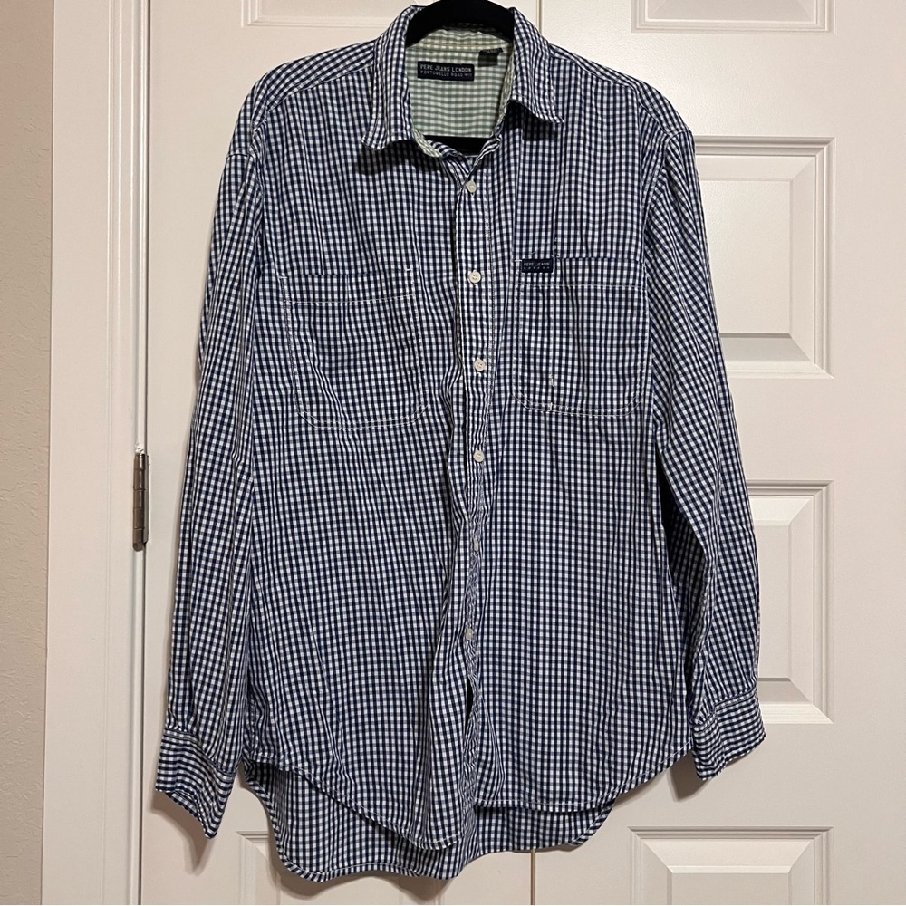 Pepe Jeans Navy Checkered Button Down Shirt